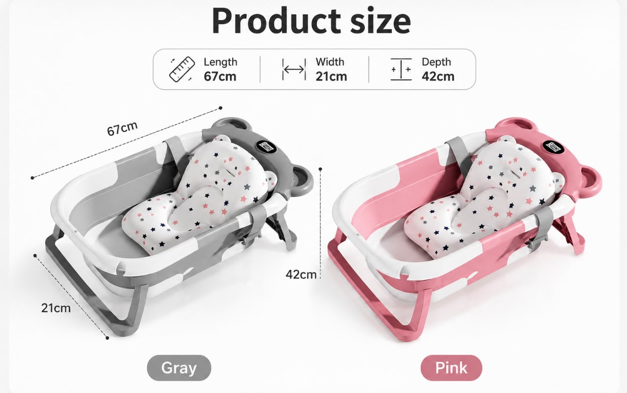 Opvouwbaar Babybadje met Thermometer